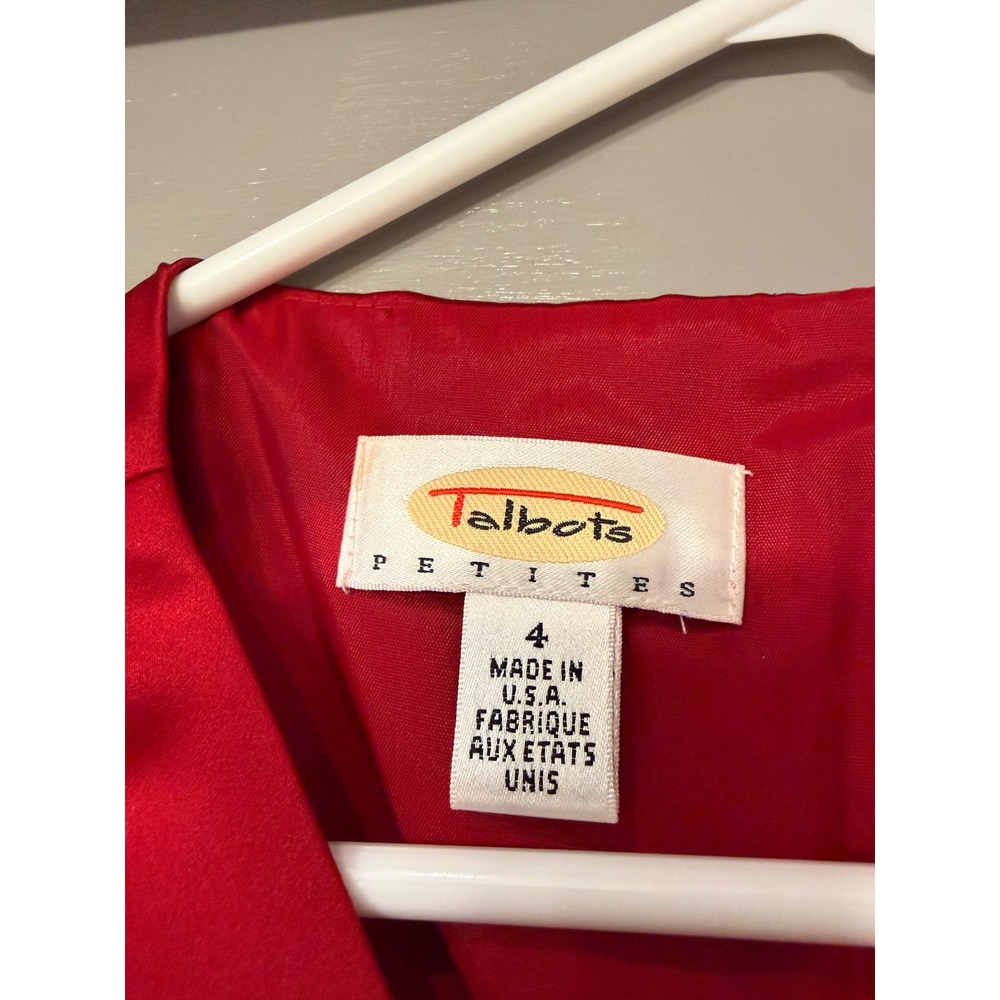 Talbots Petites Red Sleeveless Satin Sheath Dress Party Cocktail Occasion 4P - Picture 2 of 10
